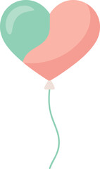 Heart-shaped balloon in pastel colors isolated on transparent background, Vector, illustration