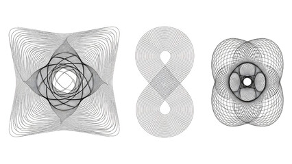 Abstract Geometric Wireframe Shapes On Black Background