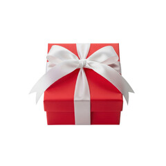 Red gift box with white ribbon