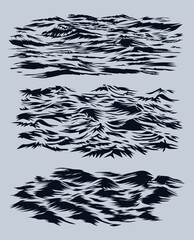 Ocean Waves. Sea Wave Set Blue Water Set Illustrations