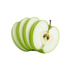 Sliced Green Apple on Transparent Background