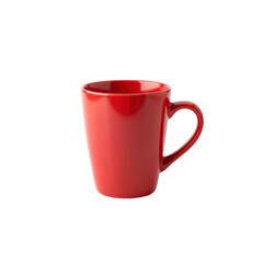 Vibrant Red Coffee Mug on Transparent Background