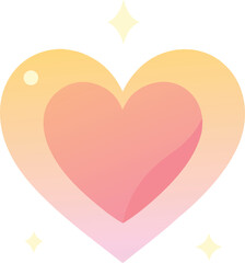 Glowing pink heart with stars isolated on transparent background, Vector, illustration