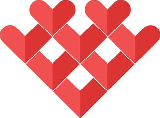 Interlocking hearts pattern isolated on transparent background, Vector, illustration