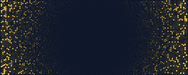 Hexagon Background Glowing Honeycomb Pattern In Yellow Blue Colors for AI, Tech Digital Forum and Conference Ad Presentation. Hexagonal Modern Texture. Halftone Gradient Backdrop. Vector Abstract BG © artyway