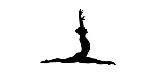 Dancer in dynamic pose with arms raised in elegant silhouette