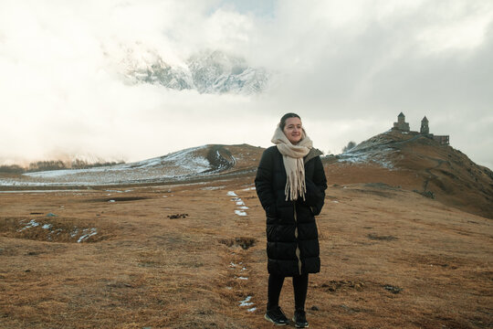 Woman on a Solo Journey to an Ancient Georgian Church
