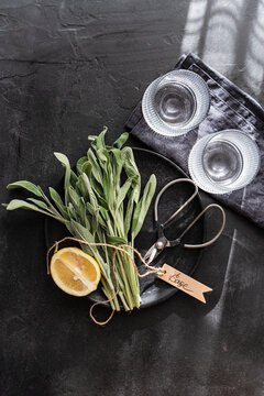 Sage herb in the kitchen interior