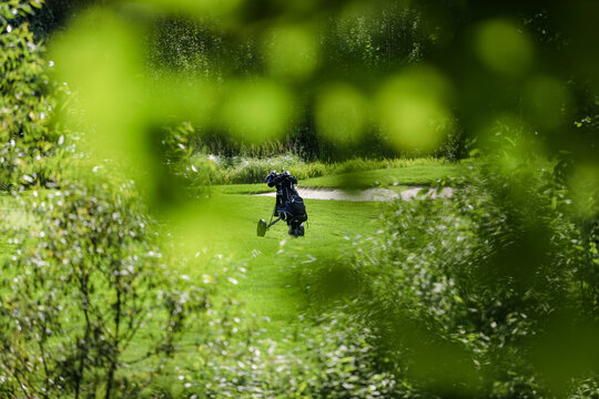 scenic view with golf bag