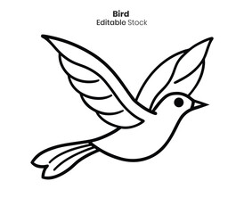 Obraz premium A simple black and white illustration of a bird in flight editable vector graphic