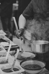 The Process Cooking Ramen Soup