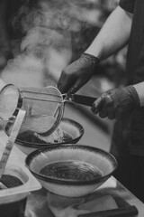 The Process Cooking Ramen Soup