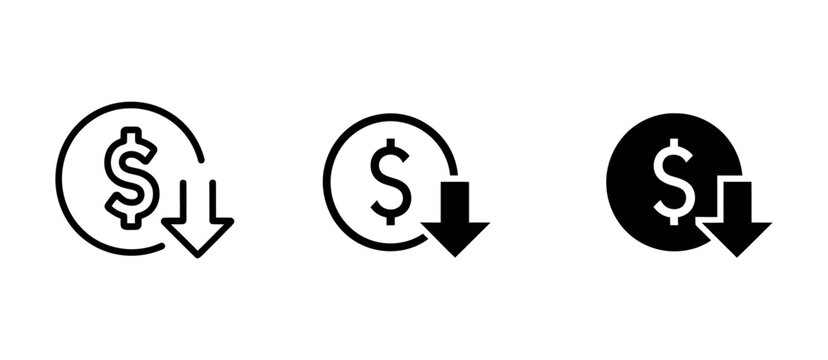 Cost Reduce Icon Vector: Financial Efficiency and Price Reduction Sign Symbol for Websites and Business Design