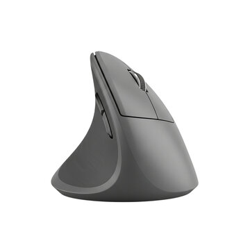 Modern ergonomic computer mouse with vertical design, isolated on white and transparent background, PNG