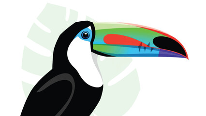 Obraz premium Vibrant toucan with bright beak perched in a tropical illustration and colorful plumage.