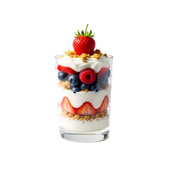 Delicious layered yogurt parfait with fresh berries and granola