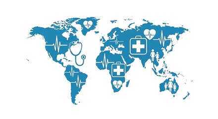 Obraz premium Global Healthcare Map Illustration