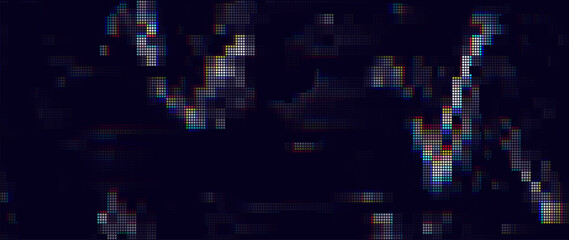 Glitch Pixels Screen. Abstract Cyberpunk Purple Glitched Background. Abstract Noise Effect, Error Video Damage, Stylized Data Corrupted Lines. Vector illustration.  © ec0de
