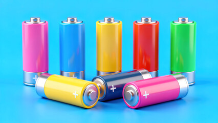 Colorful Battery 3D Cute Display Scene