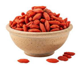Nourishing goji berries in bowl natural light food isolated on transparent background