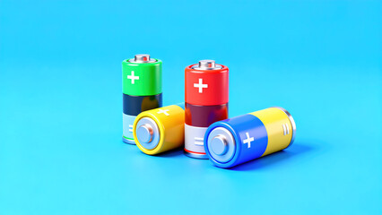 Colorful Battery 3D Cute Display Scene