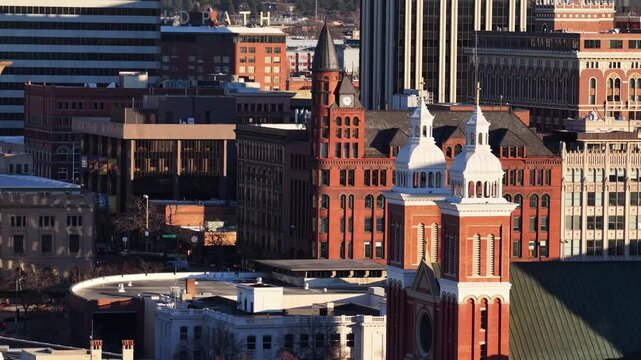Downtown Spokane Buildings Aerial View
