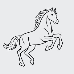 Running Horse Outline Illustration in Minimal Line Art Style