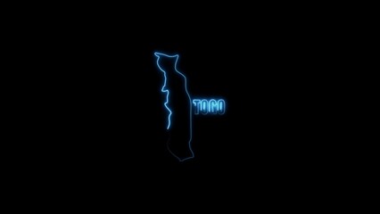 Blue neon outline of Togo country border