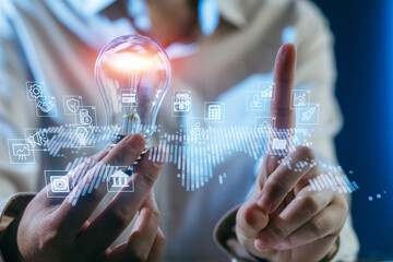 Creative professional exploring innovative ideas using technology in modern workspace