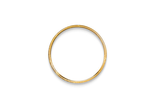 Old gold Circle Thin Frame logo effect with 3D glossy style Mockup.