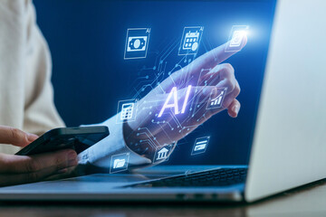 Exploring artificial intelligence through digital interfaces and modern technology in a creative workspace