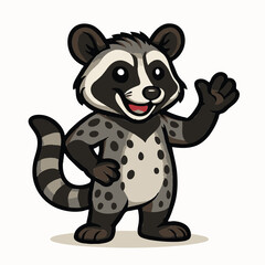 Fototapeta premium African Civet Mascot Vector Illustration, Wild Animal Esports Logo Character Isolated on White Background 