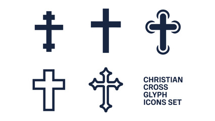 Fototapeta premium Christian cross icon set in modern flat style, religious symbols collection for faith, church, worship, christianity design use, logos, apps and spiritual graphic projects
