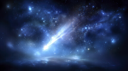 Obraz premium Night sky star galaxy space comet shooting blue cosmic night sky star galaxy space comet shooting blue cosmic energy over abstract horizon dreamy