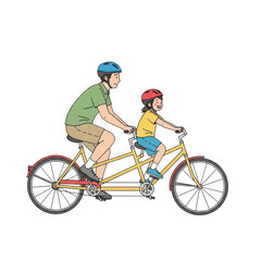 Obraz premium Father and son riding tandem bicycle isolated on transparent background