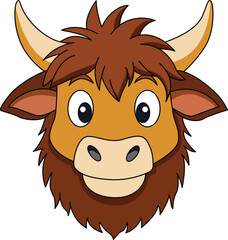 Cute Cartoon Cow Face Mascot Vector
