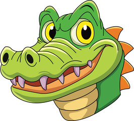 Cute Cartoon Crocodile Face Mascot Illustration