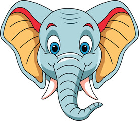 Cute Cartoon Elephant Face Mascot Icon Vector