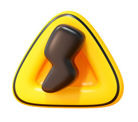 3d yellow warning sign with lightning icon for electricity danger and high voltage power symbol