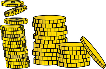 Gold Coin Stack Money Savings Cartoon Vector Illustration