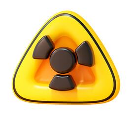 radioactive nuclear hazard danger warning symbol sign caution yellow 3d icon toxic atomic energy alert