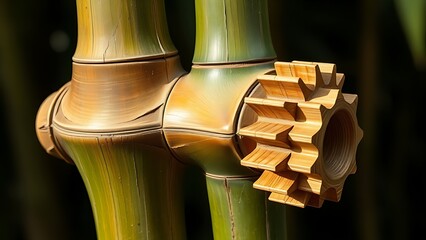 cam. Bamboo stem with raised mechanical cam-like segments, natural texture and side lighting. gardening catalogs, home-decor guides, designed for home decor and floral branding.
