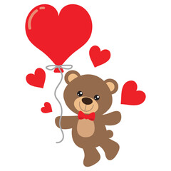 Valentine   bear  vector cartoon illustration