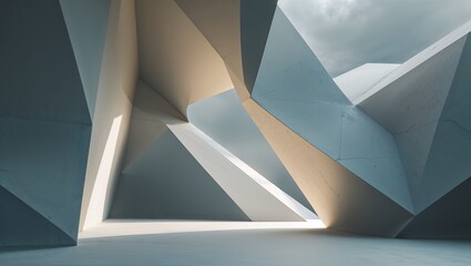 Obraz premium Faceted geometric light space background