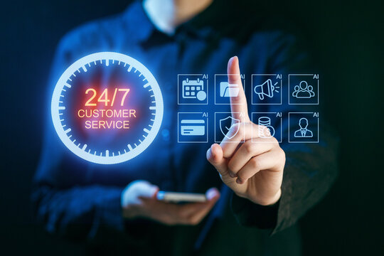 Innovative customer service technology displayed on a smart device for round-the-clock support and assistance - Powered by Adobe