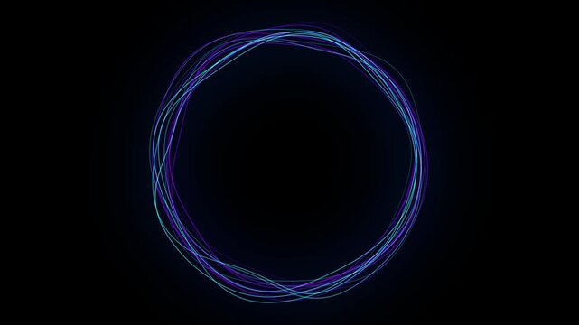 artificial intelligence circle wave animation glowing blue and cyan lines dots leaf abstract vibrant shape virtual assistant technology video