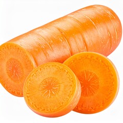 Fresh Carrot Slices on White Background
