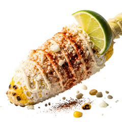 Delicious grilled corn on the cob with lime and spices