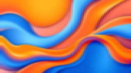 Vibrant abstract waves in orange and blue hues create dynamic visual effect