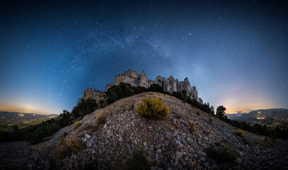 Milky Way Above Moonlit Rocky Mountain